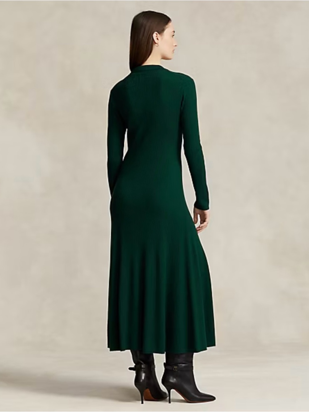 Polo Ralph Lauren Rib-Knit Merino Wool Polo Sweater Dress - Picture 3 of 13